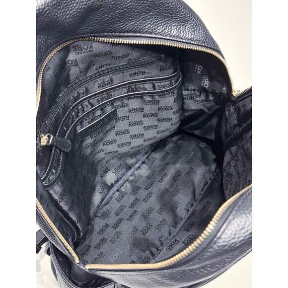 Michael By Michael Kors Black Pebble Leather Backpack Gold Hardware - Picture 12 of 16